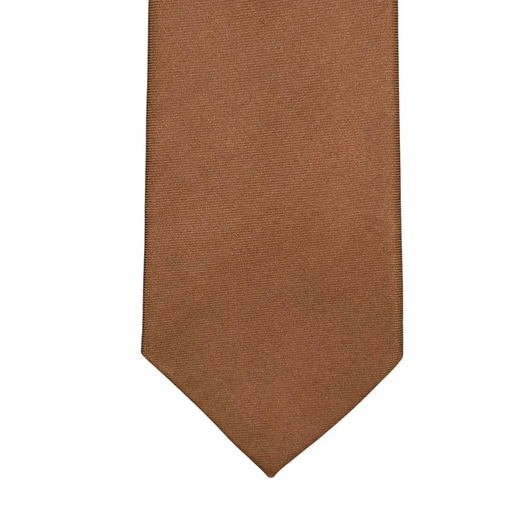 Ralph Lauren Purple Label 100% Silk Tie Solid Brown Satin Necktie Italy